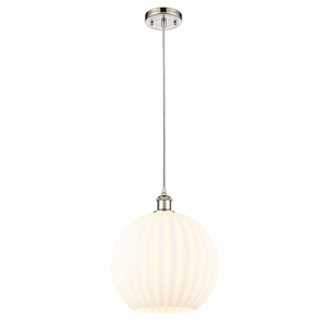White Venetian - 1 Light Cord Hung Pendant In Modern Style-13.5 Inches Tall and 12 Inches Wide - 1330004