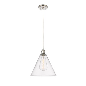 Berkshire Glass - 1 Light Cord hung Mini Pendant-13 Inch Tall and 12 Inch Wide - 1424802