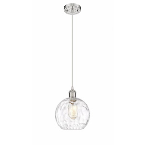 Athens Water Glass - 1 Light Cord Hung Mini Pendant In Industrial Style-10 Inches Tall and 8 Inches Wide - 1289470