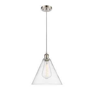 Berkshire Glass - 1 Light Cord hung Mini Pendant-13 Inch Tall and 12 Inch Wide - 1424830