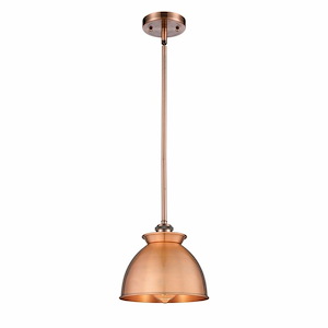 Adirondack - 1 Light Stem Hung Mini Pendant In Art Deco Style-10 Inches Tall and 8.13 Inches Wide - 1424859