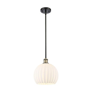 White Venetian - 1 Light Mini Pendant-11.75 Inch Tall and 10 Inch Wide - 1425099