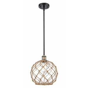 Farmhouse Rope - 1 Light Stem Hung Mini Pendant In Industrial Style-13 Inches Tall and 10 Inches Wide - 1289478