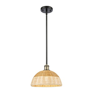 Bristol Natural II - 1 Light Stem Hung Mini Pendant-9 Inch Tall and 11.75 Inch Wide - 1387677