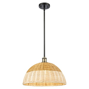 Bristol Natural II - 1 Light Stem Hung Mini Pendant-11 Inch Tall and 15.75 Inch Wide - 1387681