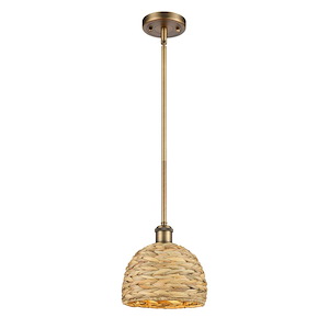 Woven Rattan - 1 Light Stem Mini Pendant-8.75 Inch Tall and 8 Inch Wide - 1426968