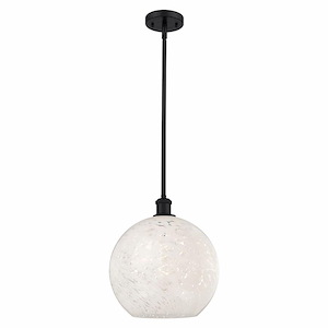 White Mouchette - 1 Light Stem Hung Pendant In Modern Style-13.5 Inches Tall and 12 Inches Wide - 1329993