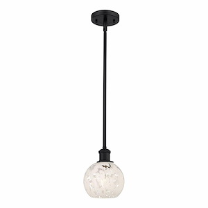 White Mouchette - 1 Light Stem Hung Mini Pendant In Modern Style-8 Inches Tall and 6 Inches Wide - 1329994