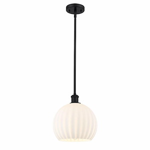 White Venetian - 1 Light Stem Hung Mini Pendant In Modern Style-11.75 Inches Tall and 10 Inches Wide - 1329990