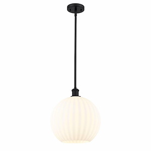 White Venetian - 1 Light Stem Hung Pendant In Modern Style-13.5 Inches Tall and 12 Inches Wide - 1329995