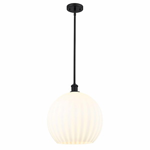 White Venetian - 1 Light Stem Hung Pendant In Modern Style-16.63 Inches Tall and 13.75 Inches Wide - 1330026