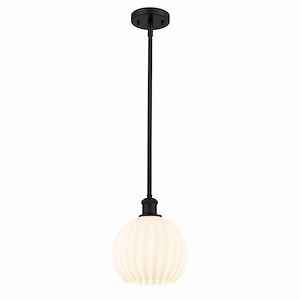 White Venetian - 1 Light Stem Hung Mini Pendant In Modern Style-10 Inches Tall and 8 Inches Wide - 1329986