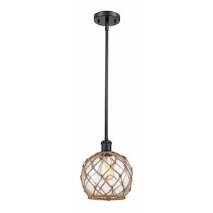 Farmhouse Rope - 1 Light Stem Hung Mini Pendant In Industrial Style-10 Inches Tall and 8 Inches Wide - 1289535