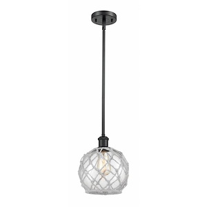 Farmhouse Rope - 1 Light Stem Hung Mini Pendant In Industrial Style-10 Inches Tall and 8 Inches Wide - 1289535