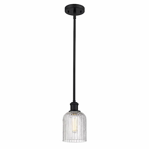 Bridal Veil - 1 Light Stem Hung Mini Pendant In Art Deco Style-9 Inches Tall and 5 Inches Wide - 1330071