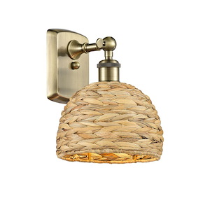 Woven Rattan - 1 Light Wall Sconce-9.75 Inch Tall and 8 Inch Wide - 1425332