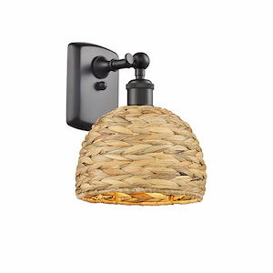 Woven Ratan - 1 Light Wall Sconce In Farmhouse Style-9.94 Inches Tall and 8 Inches Wide - 1297614