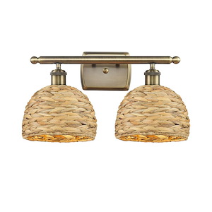 Woven Rattan - 2 Light Bath Vanity-9.75 Inch Tall and 18 Inch Wide - 1425412