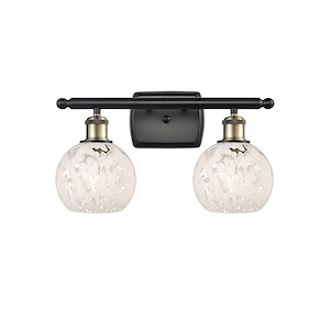 White Mouchette - 2 Light Bath Vanity-9 Inch Tall and 16 Inch Wide - 1425344