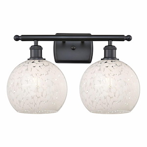 White Mouchette - 2 Light Bath Vanity In Modern Style-11 Inches Tall and 18 Inches Wide - 1330024