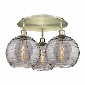 Athens Deco Swirl - 3 Light Flush Mount In Industrial Style-12.63 Inches Tall and 21.75 Inches Wide - 1330052