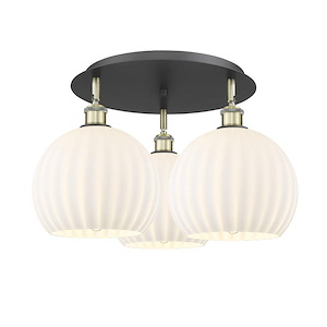 White Venetian - 3 Light Semi-Flush Mount-12.75 Inch Tall and 21.75 Inch Wide - 1425443