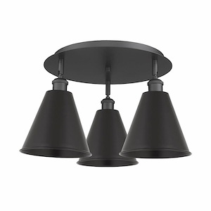 Ballston Cone - 3 Light Flush Mount In Industrial Style-10.5 Inches Tall and 19.75 Inches Wide - 1330080