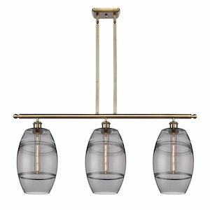 Vaz - 3 Light Stem Hung Island In Industrial Style-10.38 Inches Tall and 36 Inches Wide - 1330118