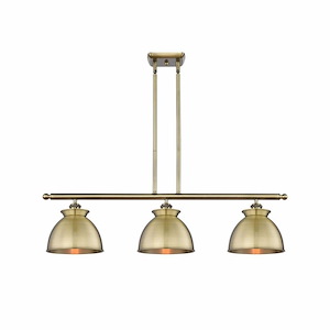 Adirondack - 3 Light Stem Hung Island In Art Deco Style-11 Inches Tall and 36 Inches Wide - 1425544