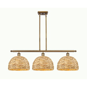 Woven Rattan - 3 Light Island-11.25 Inch Tall and 38.5 Inch Wide - 1427685