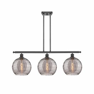 Athens Deco Swirl - 3 Light Stem Hung Island In Industrial Style-12.13 Inches Tall and 36.5 Inches Wide - 1330111