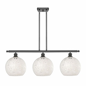 White Mouchette - 3 Light Stem Hung Island In Modern Style-12.25 Inches Tall and 36.5 Inches Wide - 1330152