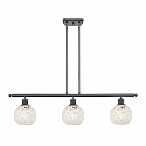 White Mouchette - 3 Light Stem Hung Island In Modern Style-8.5 Inches Tall and 36 Inches Wide - 1330099