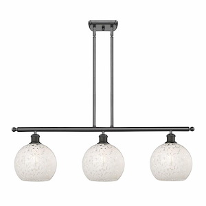 White Mouchette - 3 Light Stem Hung Island In Modern Style-10.5 Inches Tall and 36 Inches Wide - 1330112