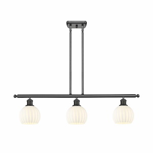 White Venetian - 3 Light Stem Hung Island In Modern Style-8.5 Inches Tall and 36 Inches Wide - 1330083