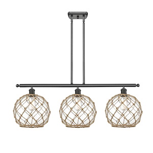 Farmhouse Rope - 3 Light Island In Industrial Style-13 Inches Tall and 36 Inches Wide - 1291929