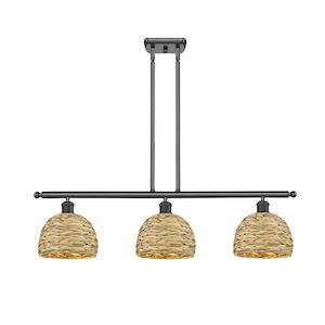 Woven Ratan - 3 Light Island In Farmhouse Style-10.5 Inches Tall and 36 Inches Wide - 1297625