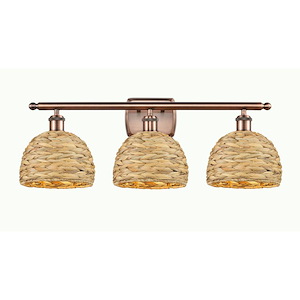 Woven Rattan - 3 Light Bath Vanity-9.75 Inch Tall and 28 Inch Wide - 1425798