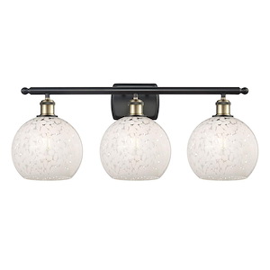 White Mouchette - 3 Light Bath Vanity-11 Inch Tall and 28 Inch Wide - 1425603