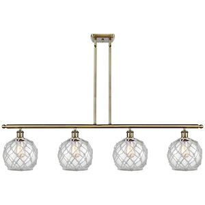 Farmhouse Rope - 4 Light Stem Hung Island-10.5 Inch Tall and 48 Inch Wide - 1426169
