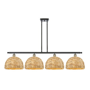 Woven Rattan - 4 Light Island-11.25 Inch Tall and 50.25 Inch Wide - 1425958