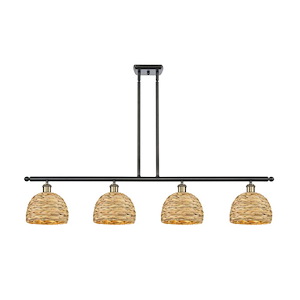 Woven Rattan - 4 Light Island-9.25 Inch Tall and 48 Inch Wide - 1425981