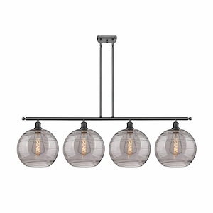 Athens Deco Swirl - 4 Light Stem Hung Island In Industrial Style-13.88 Inches Tall and 50.25 Inches Wide - 1330123