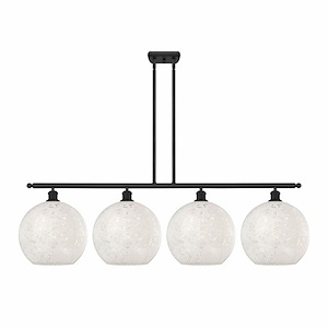 White Mouchette - 4 Light Stem Hung Island In Modern Style-14 Inches Tall and 50.25 Inches Wide - 1330120