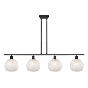 White Mouchette - 4 Light Stem Hung Island In Modern Style-10.5 Inches Tall and 48 Inches Wide - 1330146