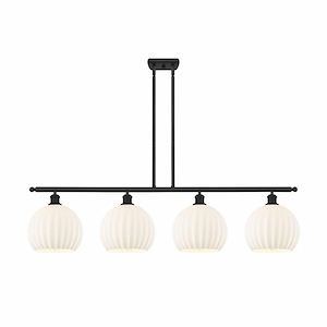 White Venetian - 4 Light Stem Hung Island In Modern Style-12.25 Inches Tall and 48.25 Inches Wide - 1330125