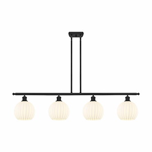 White Venetian - 4 Light Stem Hung Island In Modern Style-11 Inches Tall and 48 Inches Wide - 1330136