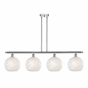 White Mouchette - 4 Light Stem Hung Island In Modern Style-12.25 Inches Tall and 48.25 Inches Wide - 1330124