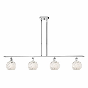White Mouchette - 4 Light Stem Hung Island In Modern Style-8.5 Inches Tall and 48 Inches Wide - 1330168