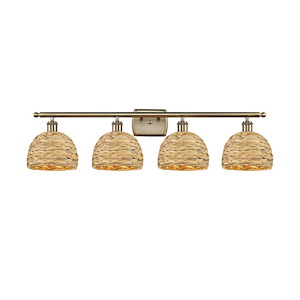 Woven Rattan - 4 Light Bath Vanity-9.75 Inch Tall and 38 Inch Wide - 1425801
